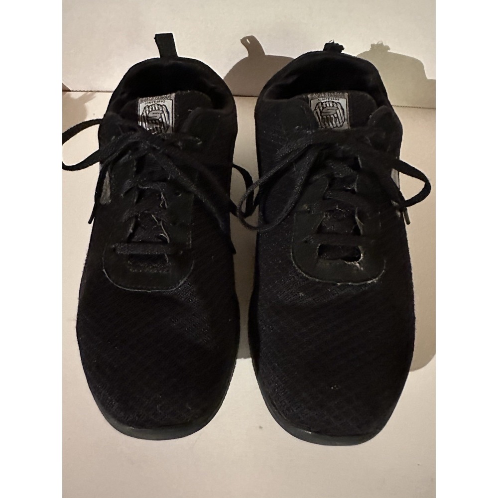 Skechers Womens Ghenter Bronaugh 77210 Lace Up Low Top Black Work Shoes - Sz 8.5